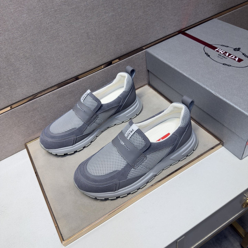 Prada Dark Navy Mesh Slip-On Sneakers