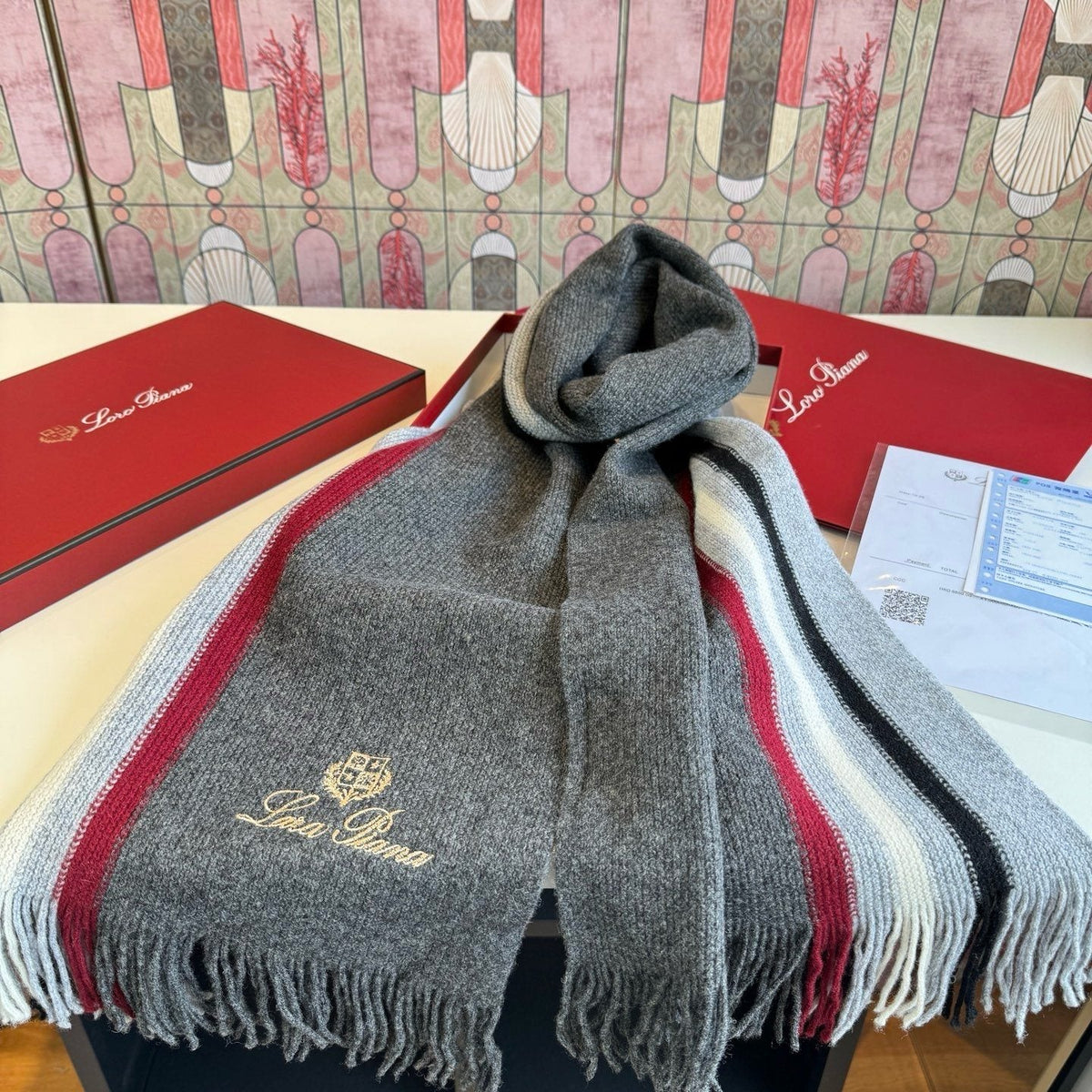Loro Piana Striped Fringed Scarf