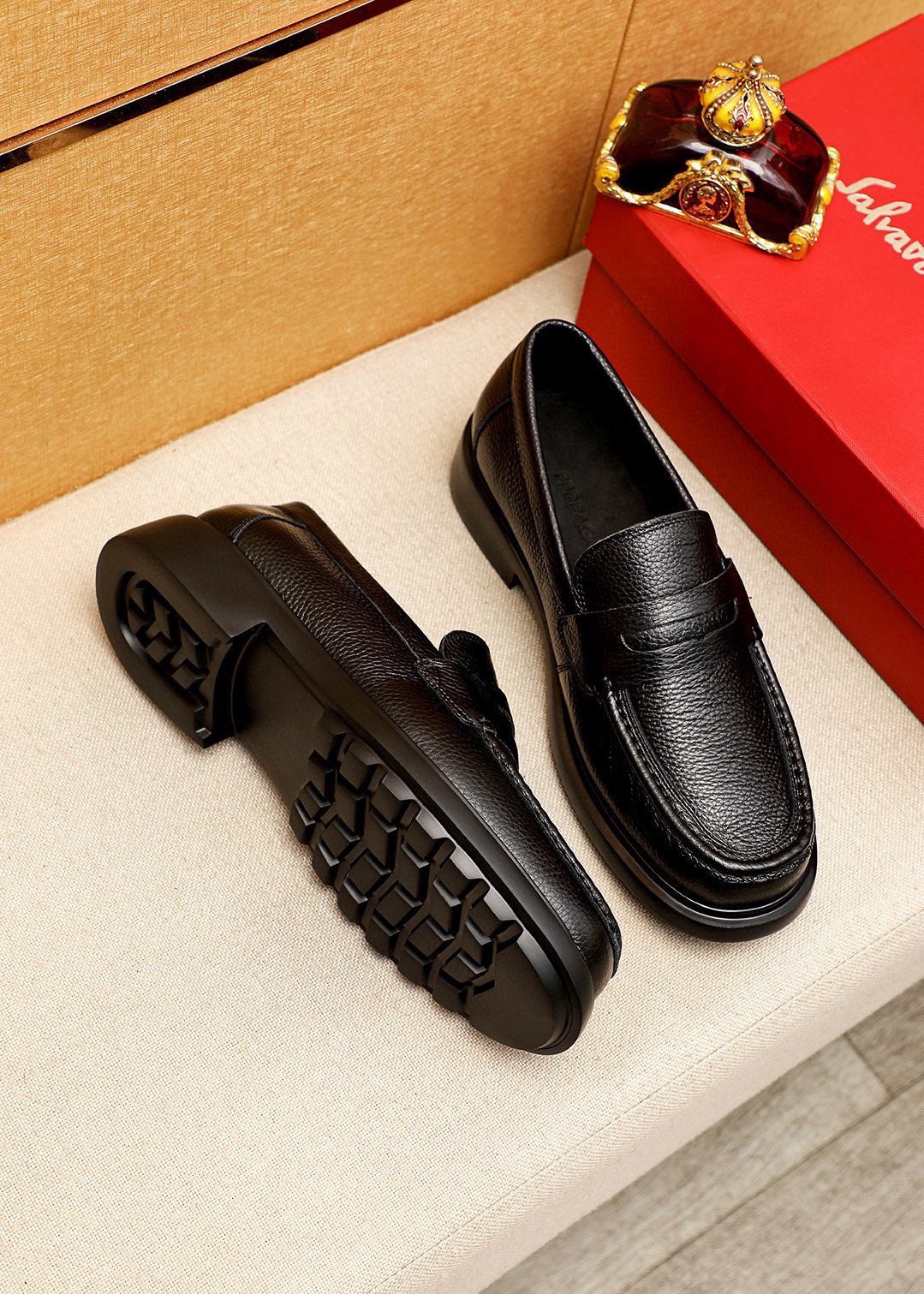 Ferragamo Textured Slip-On Loafers