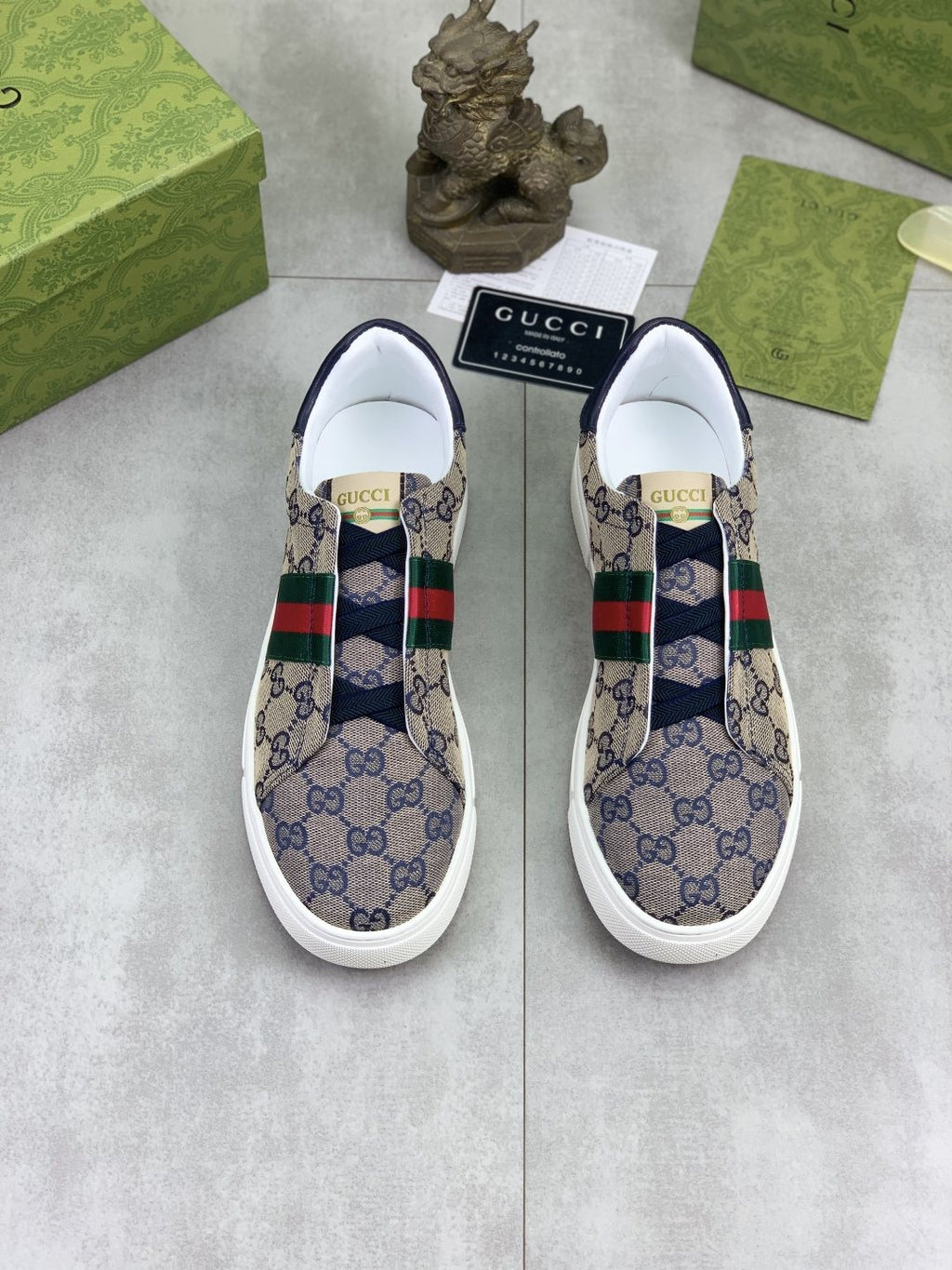 Gucci Monogram Stripe Slip-On Sneakers