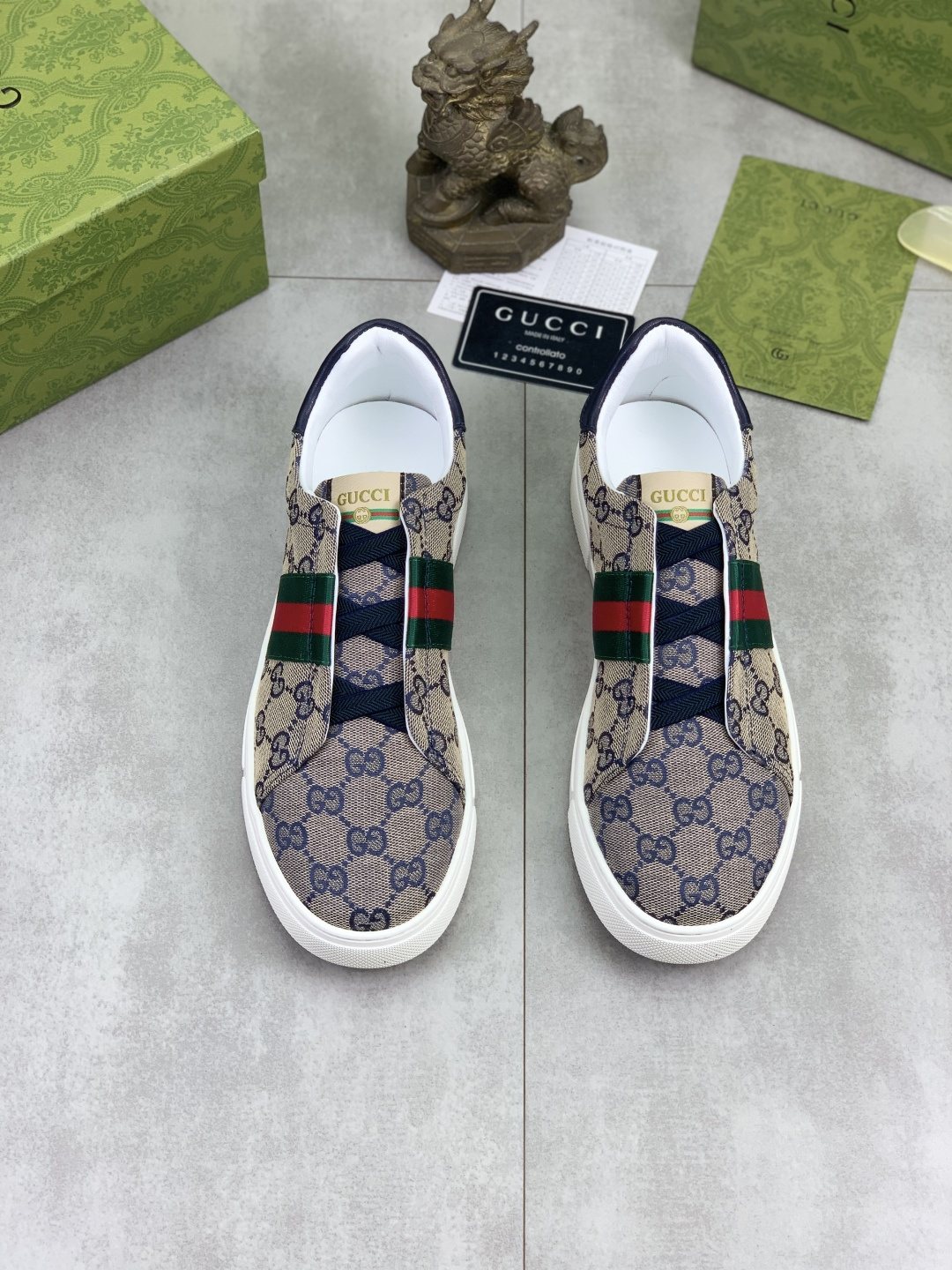 Gucci Monogram Stripe Slip-On Sneakers