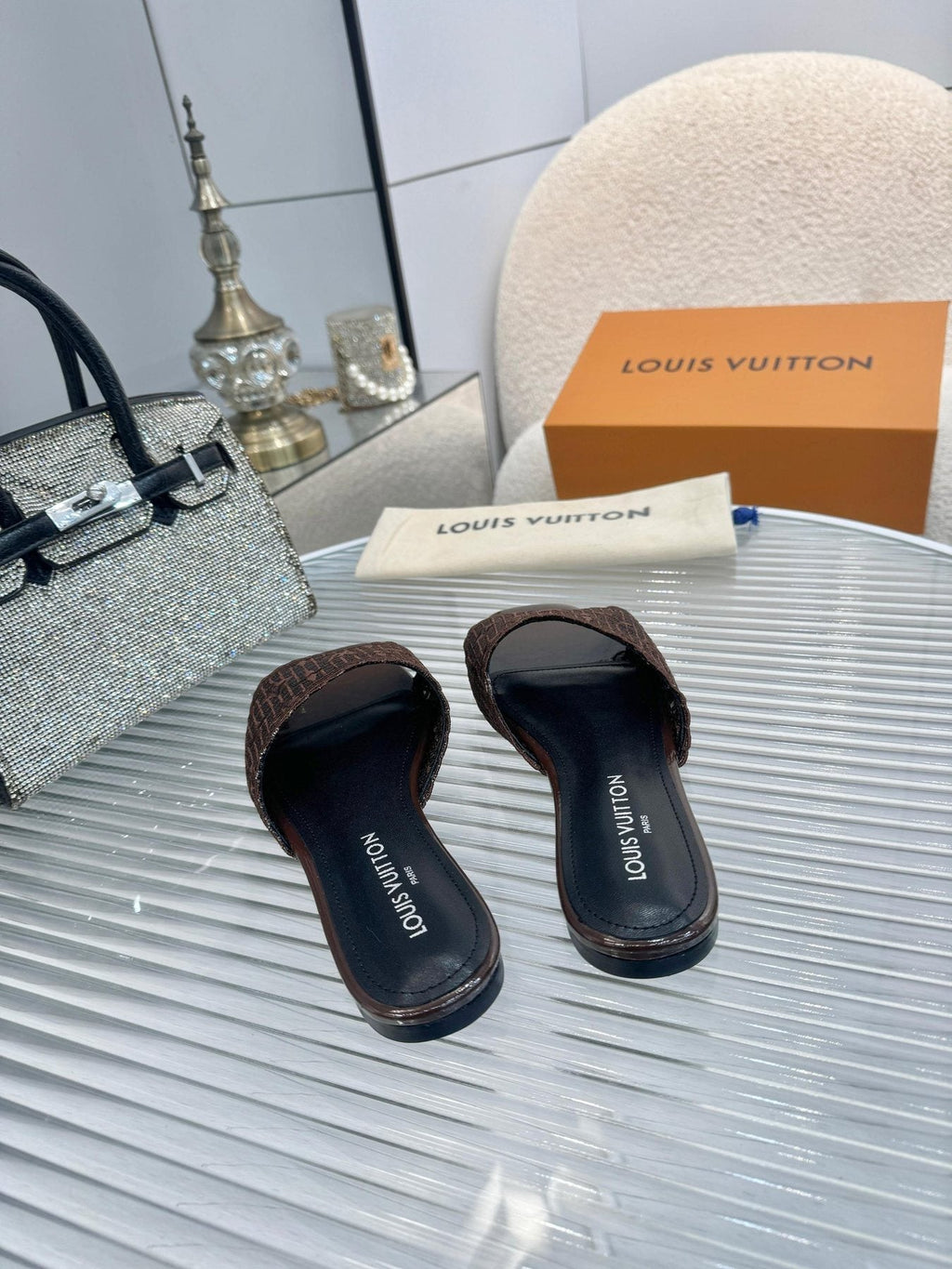 Louis Vuitton Woven Open-Toe Slide Sandals