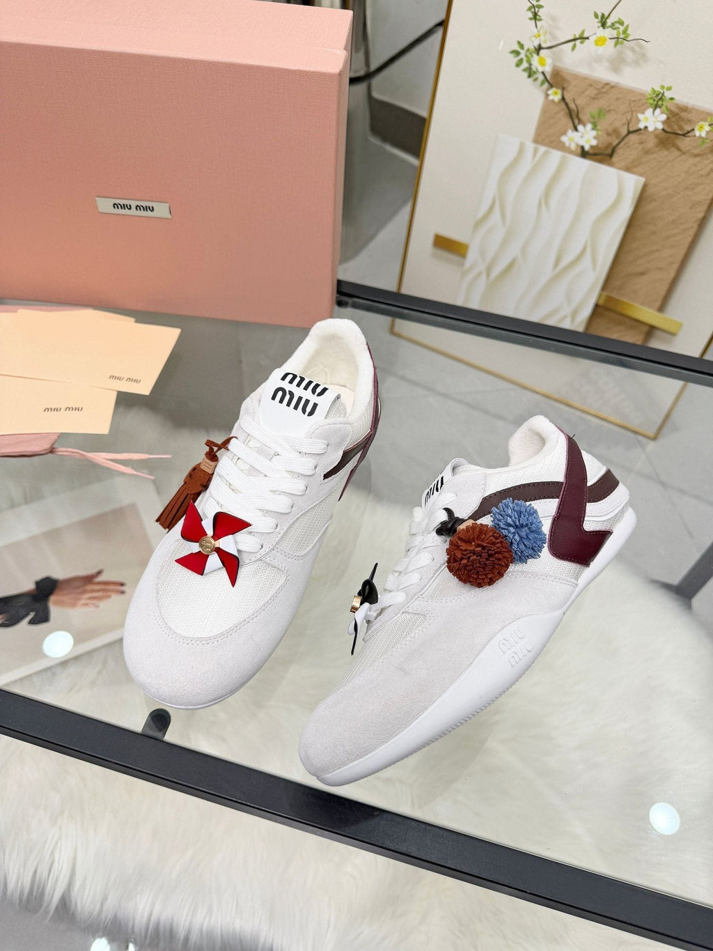 Miu Miu Floral Charm Sneakers
