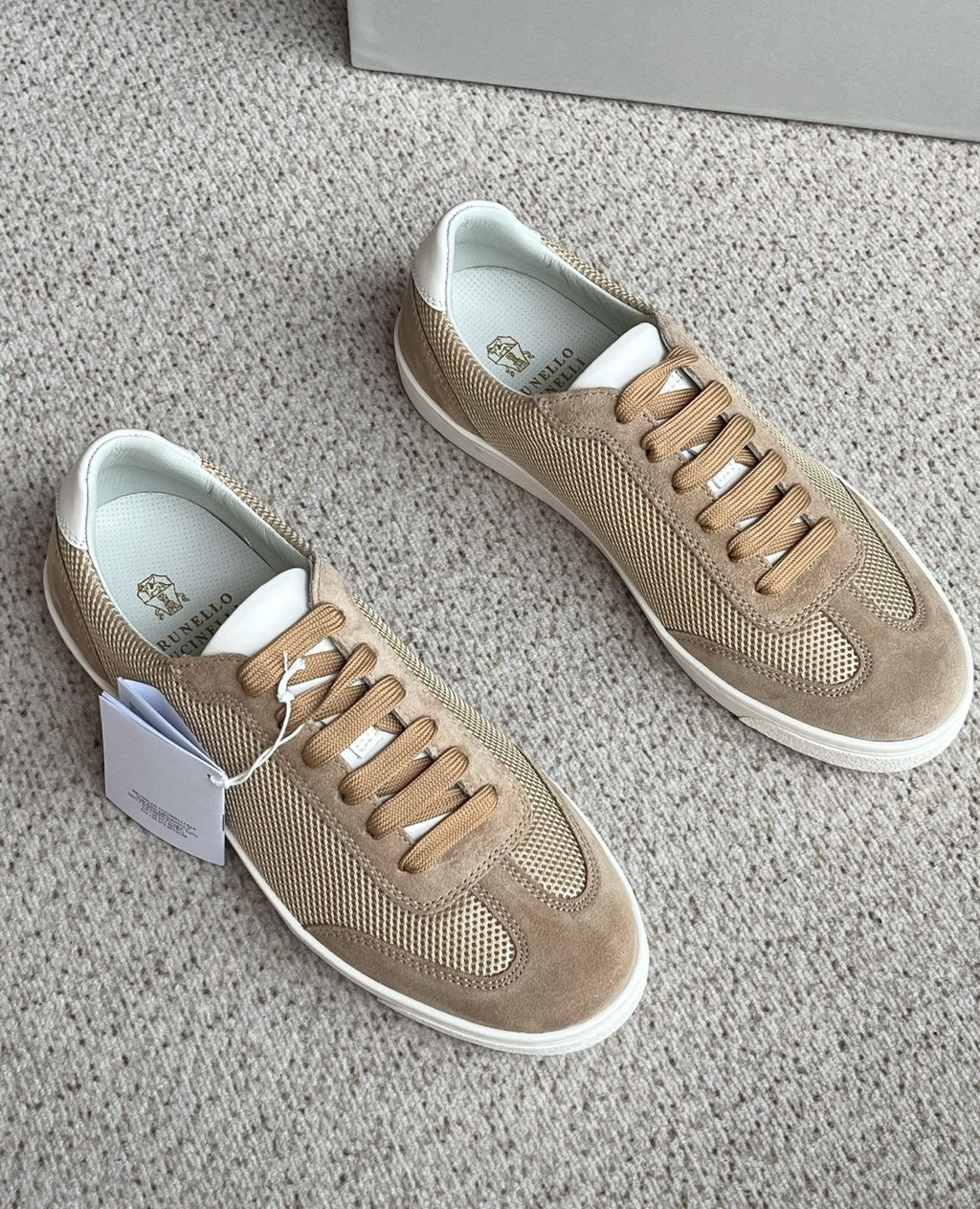 Brunello Cucinelli Men's Low-Top Lace-Up Sneakers - White Rubber Sole