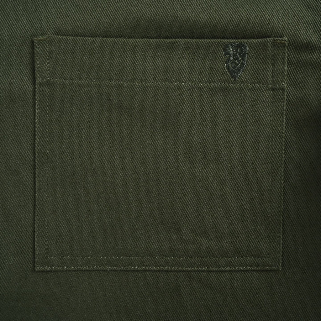 Burberry 25SS Shield Logo Spread Collar Denim Shirt Jacket — Olive