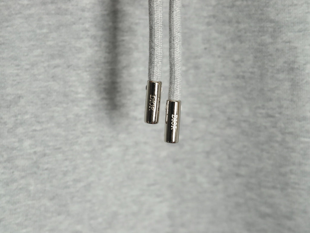 Dior CD Three-Color Badge Embroidered Hoodie - Light Gray