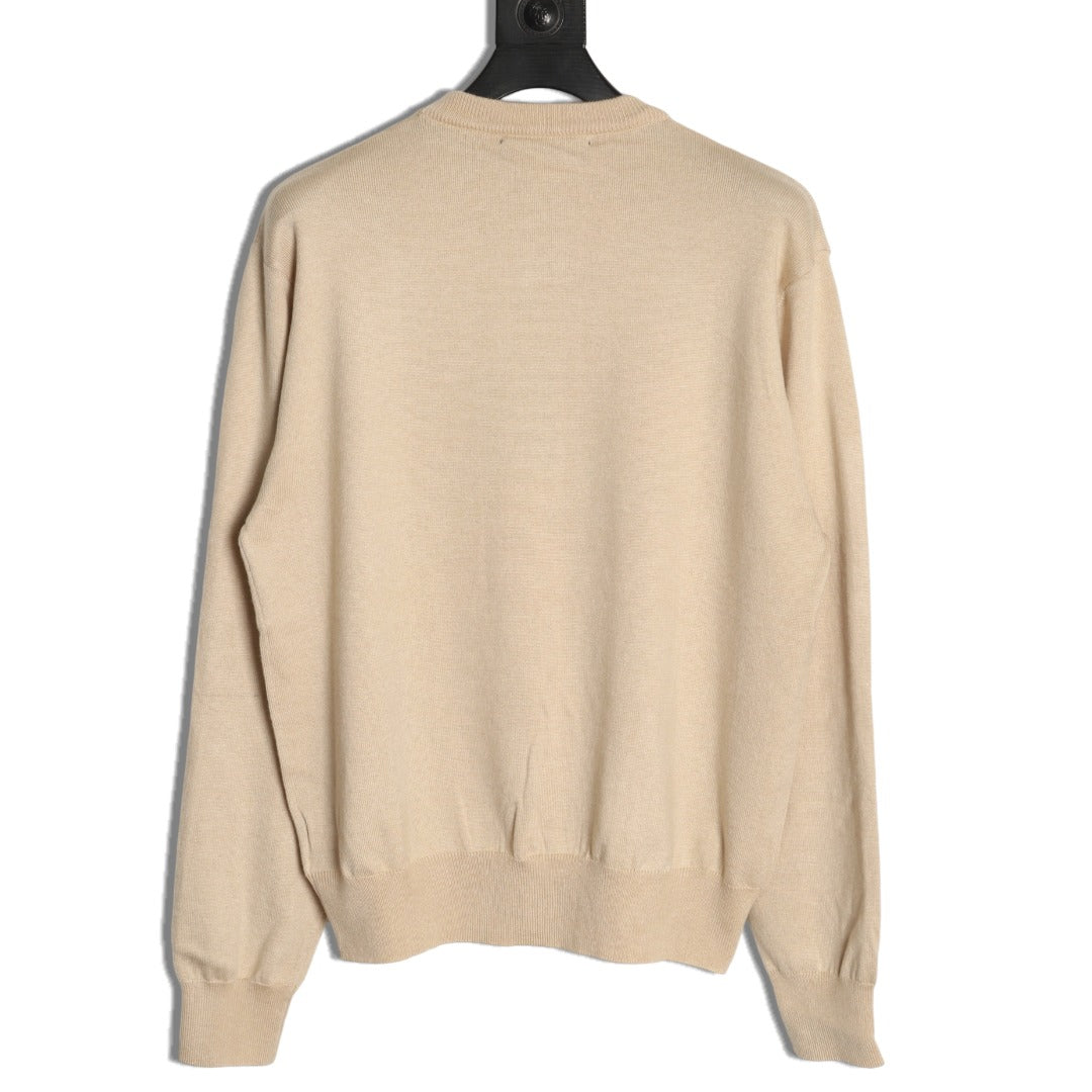 Louis Vuitton Label-Detail Crewneck Knit Sweater - Beige